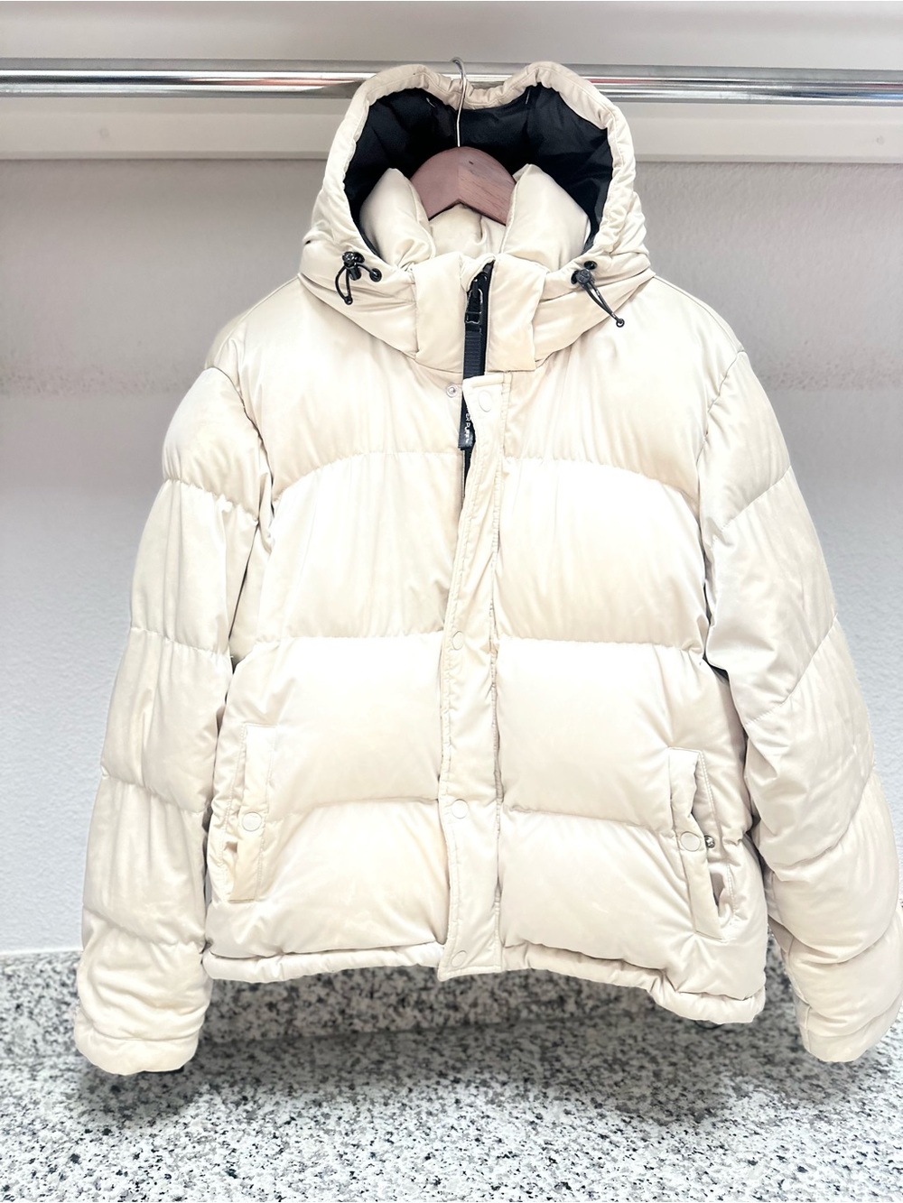 TNA Cream Puffer Jacket with Black Lining